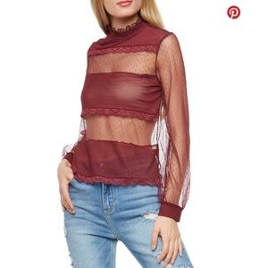Maroon Mesh crochet top